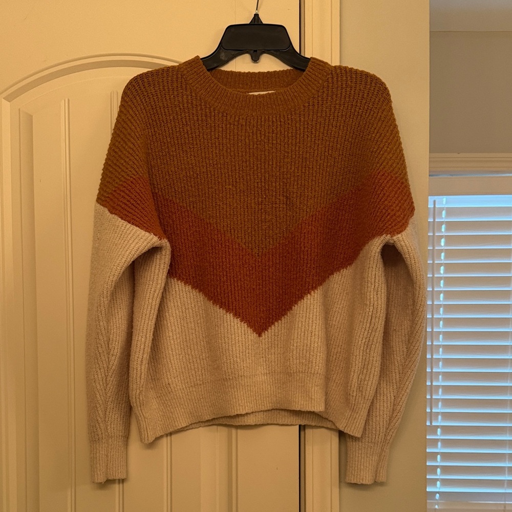 Dreamers Chevron Knit Sweater - Brown and Cream